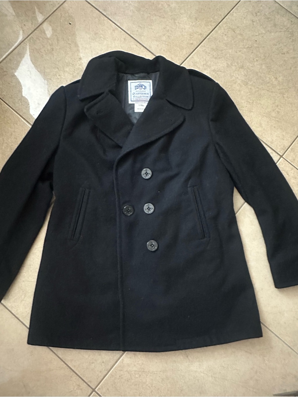 Classic Black Double-Breasted Pea Coat - Picture 7 of 7
